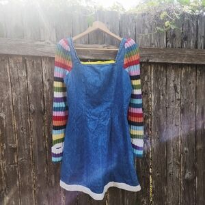 Vintage Rainbow Y2k Denim Dress